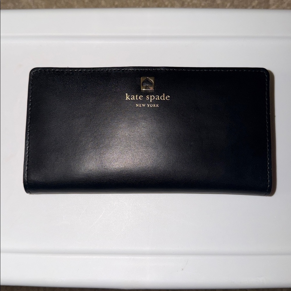 Kate Spade Black Wallet | Saffiano Leather Logo Wallet | Pink & Black